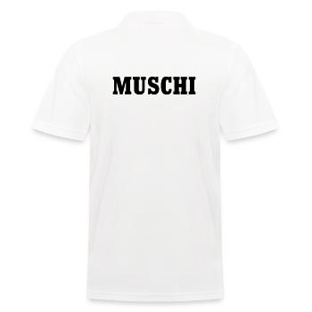 Muschi Pussie - Männer Poloshirt - Weiß - Hinten - Kai (181cm)