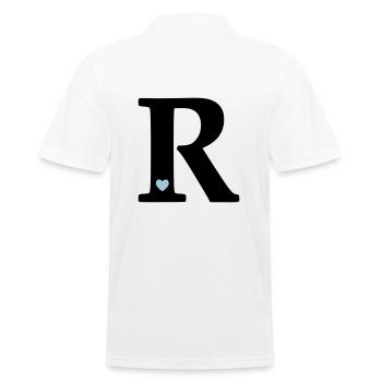 Buchstabe R Anfangsbuchstabe - Männer Poloshirt - Weiß - Hinten - Kai (181cm)