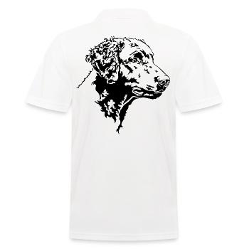 CURLY COATED RETRIEVER Hunde Portrait Wilsigns - Männer Poloshirt - Weiß - Hinten - Kai (181cm)