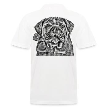 Hunde Shirt mit Bulldogge BULLDOGGEN DESIGN lustig - Männer Poloshirt - Weiß - Hinten - Kai (181cm)