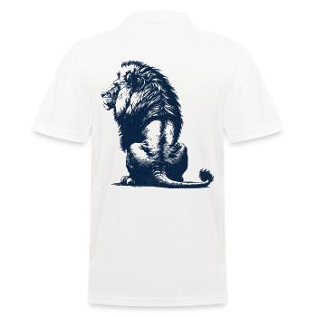 Lion Dad – Rear View Wildcat Male Lion - Men's Polo Shirt - white - Back - Kai (181cm)