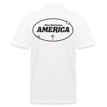 Sogar Gott betet Amerika an - Männer Poloshirt - Weiß - Hinten - Kai (181cm)