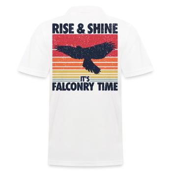 Rise And Shine It's Falconry Time - Men's Polo Shirt - white - Back - Kai (181cm)