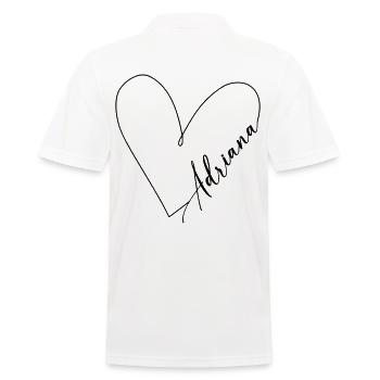 Adriana Name Heart Line - Men's Polo Shirt - white - Back - Kai (181cm)