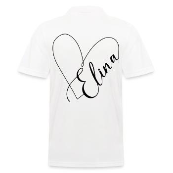 Elina Name Heart Line - Men's Polo Shirt - white - Back - Kai (181cm)