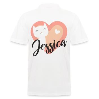 Jessica Name Vorname Kätzchen - Männer Poloshirt - Weiß - Hinten - Kai (181cm)