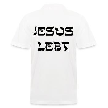 Jesus lebt, christliche bekleidung - Männer Poloshirt - Weiß - Hinten - Kai (181cm)