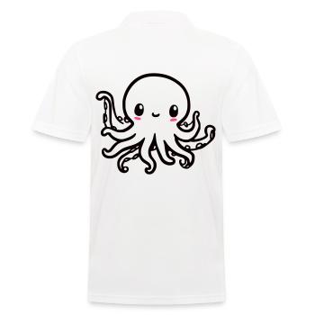 Niedlicher Octopus Kawaii - Männer Poloshirt - Weiß - Hinten - Kai (181cm)