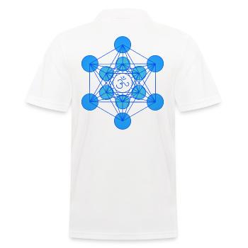 Heilige Geometrie Merkaba Om blau - Männer Poloshirt - Weiß - Hinten - Kai (181cm)