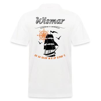 Wismar Segelschiff Kompassrose Ostsee - Männer Poloshirt - Weiß - Hinten - Kai (181cm)