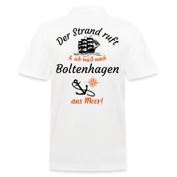 Boltenhagen-Der Strand ruft und ich muss ans Meer - Männer Poloshirt - Weiß - Hinten - Kai (181cm)