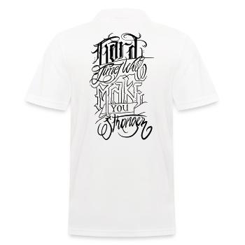Hard Times Make You Stronger - Black - Men's Polo Shirt - white - Back - Kai (181cm)
