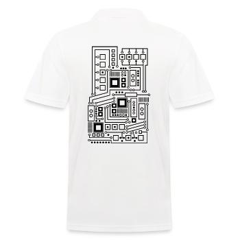 Platine Muster Technik Nerd - Männer Poloshirt - Weiß - Hinten - Kai (181cm)