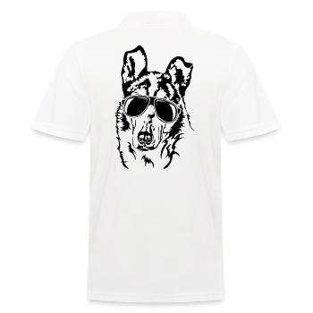 Kurzhaar Collie Sonnenbrille Hunde Hund Wilsigns - Männer Poloshirt - Weiß - Hinten - Kai (181cm)