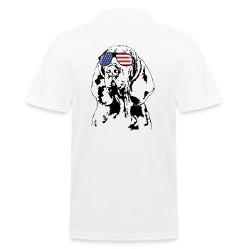 BRACCO ITALIANO America Flag Glasses Dog Wilsigns - Men's Polo Shirt - white - Back - Kai (181cm)