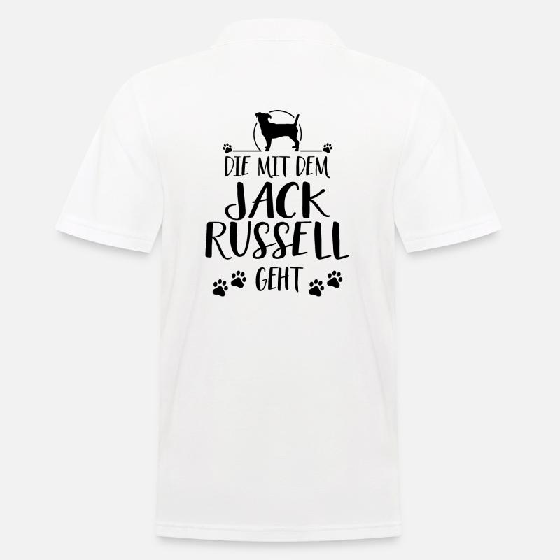 DIE MIT DEM JACK RUSSELL GEHT Hundespruch Wilsigns - Männer Poloshirt - Weiß
