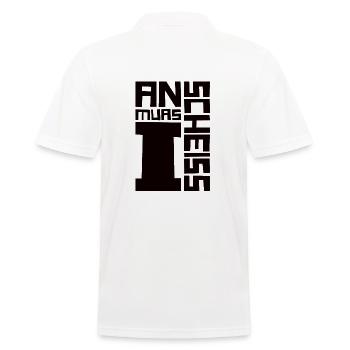 An scheiss muas i - Männer Poloshirt - Weiß - Hinten - Kai (181cm)