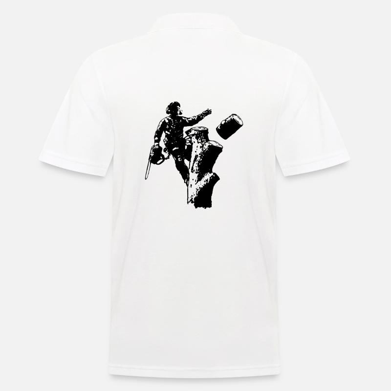 Arborist/Baumkletterer (Silhouette) - Männer Poloshirt - Weiß