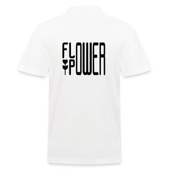 BLUMENLEISTUNG - Männer Poloshirt - Weiß - Hinten - Kai (181cm)