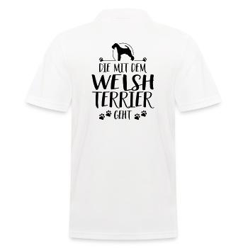 DIE MIT WELSH TERRIER GEHT Hundespruch Wilsigns - Männer Poloshirt - Weiß - Hinten - Kai (181cm)