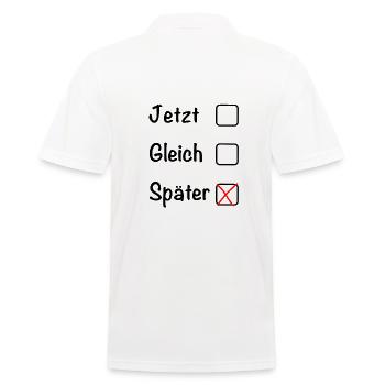 Jetzt Gleich Später - Männer Poloshirt - Weiß - Hinten - Kai (181cm)