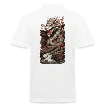 Chinesischer Drache in Ukiyo-E Kunst Landschaft - Männer Poloshirt - Weiß - Hinten - Kai (181cm)