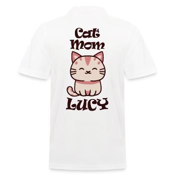 Lucy Nom Prénom avec chat - Polo Homme - blanc - Dos - Kai (181cm)
