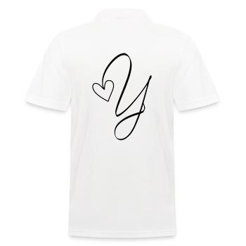 Buchstabe Y Ypsilon Buchstabe-Y Kalligrafie - Männer Poloshirt - Weiß - Hinten - Kai (181cm)