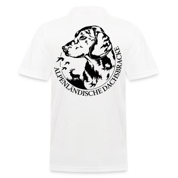 ALPENLÄNDISCHE DACHSBRACKE Hundeportrait Wilsigns - Männer Poloshirt - Weiß - Hinten - Kai (181cm)