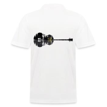 Abstrakte Gitarre | Wald See Gitarrist Geschenk - Männer Poloshirt - Weiß - Hinten - Kai (181cm)