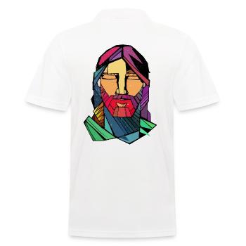 Low Polygon Jesus Christ | Christian gift - Men's Polo Shirt - white - Back - Kai (181cm)