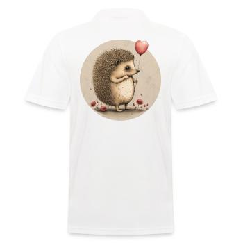 Igel mit Herz-Ballon - Männer Poloshirt - Weiß - Hinten - Kai (181cm)