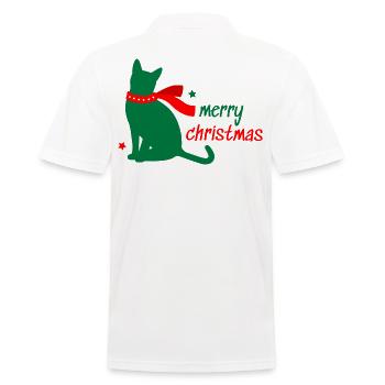 Katze Stern Tier Weihnachten Schal Geschenk - Männer Poloshirt - Weiß - Hinten - Kai (181cm)