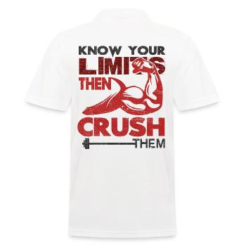 Know your Limits Muscle Building Motivation - Men's Polo Shirt - white - Back - Kai (181cm)
