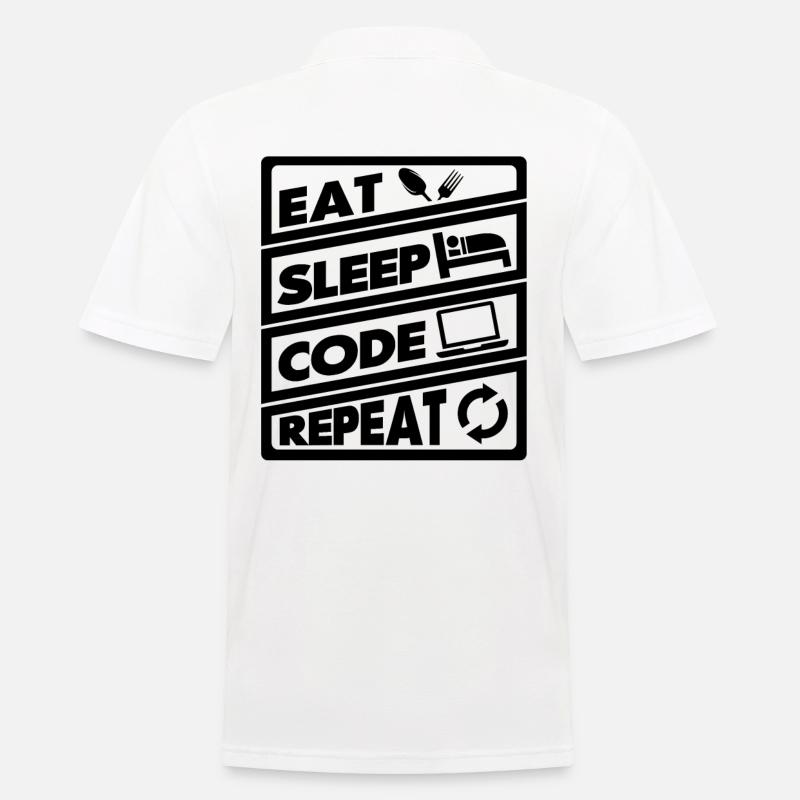 Eat Sleep Code Recurrence | encoder - Men's Polo Shirt - white