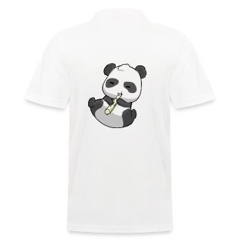 Panda Flöte - Männer Poloshirt - Weiß - Hinten - Kai (181cm)