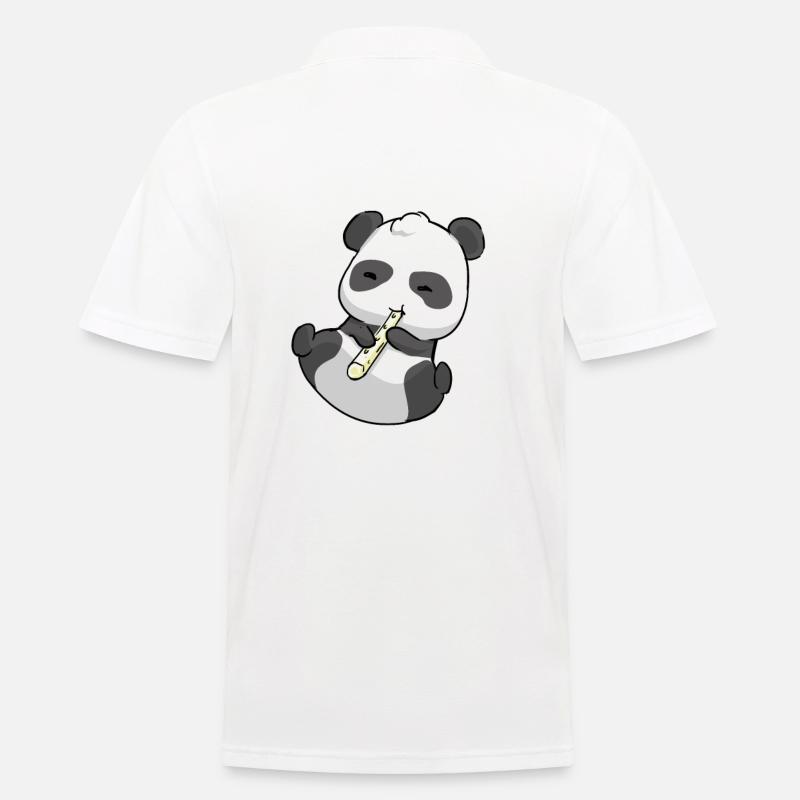 Panda Flöte - Männer Poloshirt - Weiß