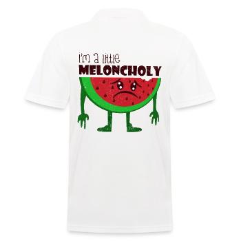 Melon mélancolique jeu de mots cadeau fruité - Polo Homme - blanc - Dos - Kai (181cm)