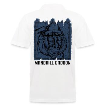 Vintage Retro Style Mandrill Affengesicht Geschenk - Männer Poloshirt - Weiß - Hinten - Kai (181cm)