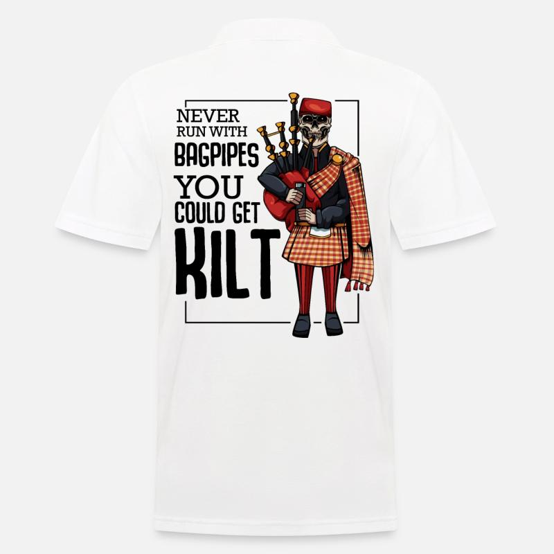 Cadeau de Kilt avec une tête de cornemuse cool - Polo Homme - blanc