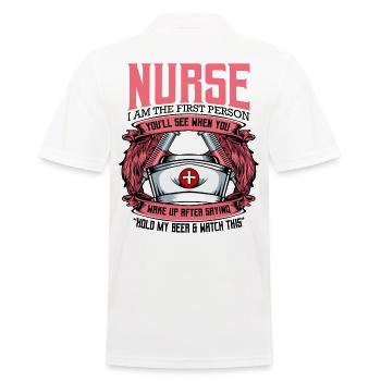 Nurse - Men's Polo Shirt - white - Back - Kai (181cm)