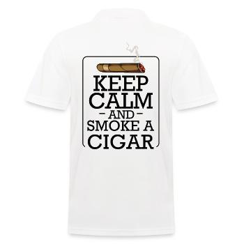 Keep Calm Zigarren Spruch Zigarrenraucher Geschenk - Männer Poloshirt - Weiß - Hinten - Kai (181cm)