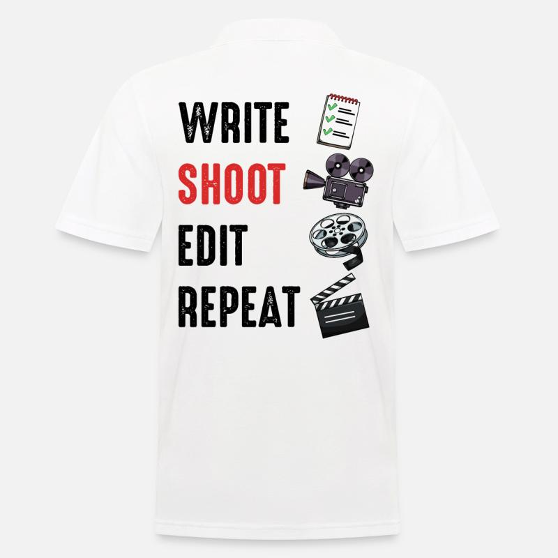 Write Shoot Edit Repeat Spruch Regisseur Geschenk - Männer Poloshirt - Weiß