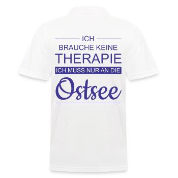 OSTSEE Urlaub | Geschenkidee Keine Therapie - Männer Poloshirt - Weiß - Hinten - Kai (181cm)