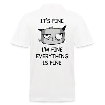 Genervte Katze Katzenshirt alles ist gut lustig - Männer Poloshirt - Weiß - Hinten - Kai (181cm)