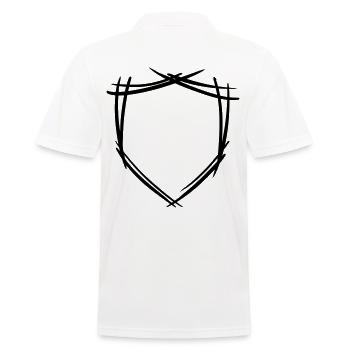 Schild / Wappen Symbol. Hand gezeichnet. Vorlage - Männer Poloshirt - Weiß - Hinten - Kai (181cm)