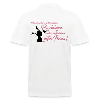 Kein Psychologe, sondern guter Friseur!schwarz - Männer Poloshirt - Weiß - Hinten - Kai (181cm)