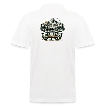 My Therapy Has Mountains | Hiking Design - Männer Poloshirt - Weiß - Hinten - Kai (181cm)