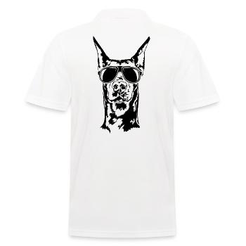 Dobermann Sonnenbrille Hunde Hundesport Wilsigns - Männer Poloshirt - Weiß - Hinten - Kai (181cm)