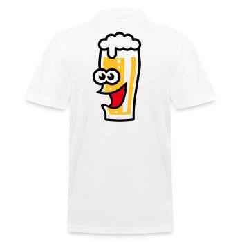 Happy Bierglas (Bier / Willibecher / Lustig / 3C) - Männer Poloshirt - Weiß - Hinten - Kai (181cm)